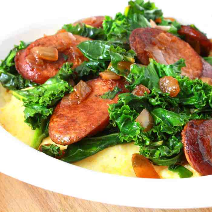 Sausage grits greens daringgourmet andouille