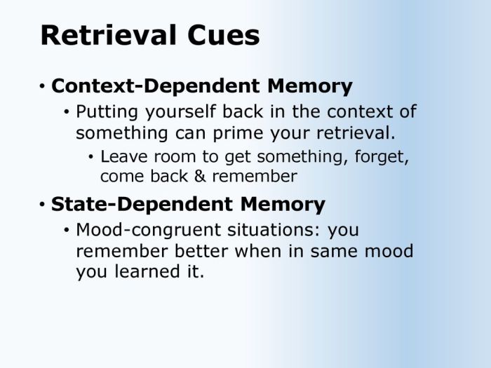 Context and state dependent memory worksheet