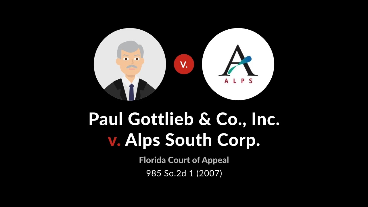 Paul gottlieb & co. inc. v. alps south corp.